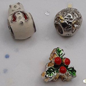 Snowman Holly Snowflake Christmas Charms Beads For European Style Bracelets